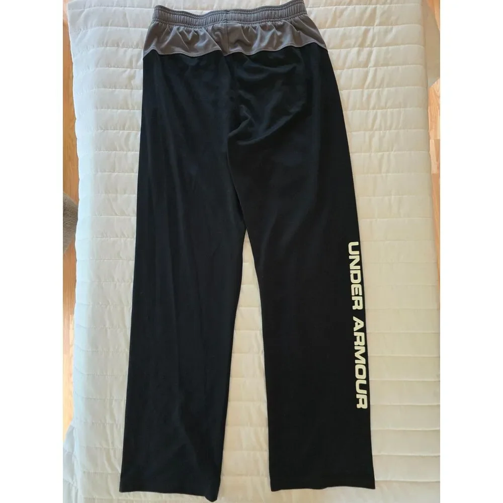 Under Armour Boys Youth Black Athletic Track Sweatpants Loose Fit Size XL